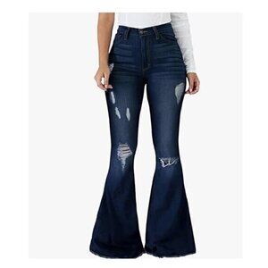 New Women's Flare Legs Jeans Blue